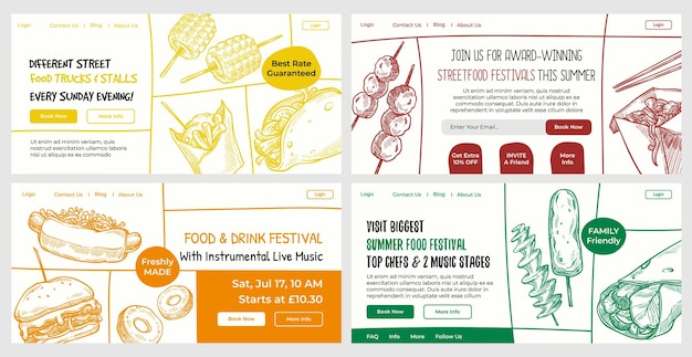 Web banner set for street food festival promo