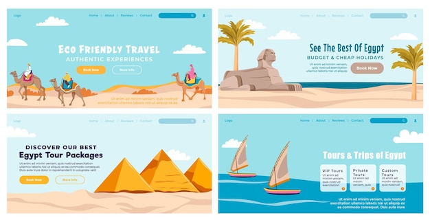 Vector web banner set with egypt travel package promo