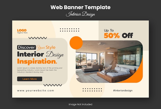 ベクトル ホーム インテリア デザインの web バナー テンプレート