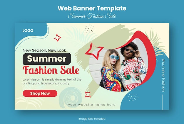 ベクトル 夏のファッション セールの web バナー テンプレート