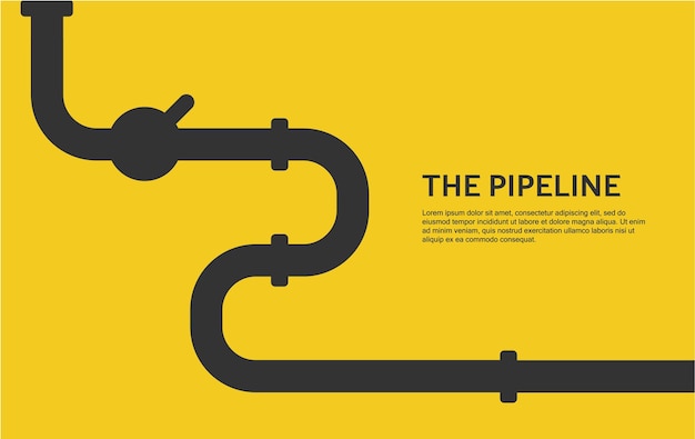 Vector web banner template industrial background with yellow pipeline. oil water or gas pipeline.