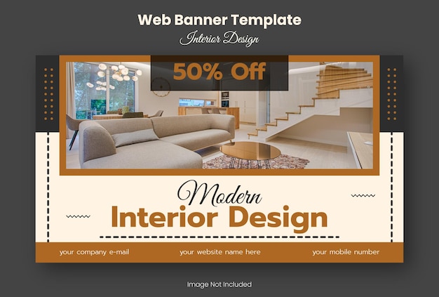 Vettore modello di banner web per l'interior design moderno