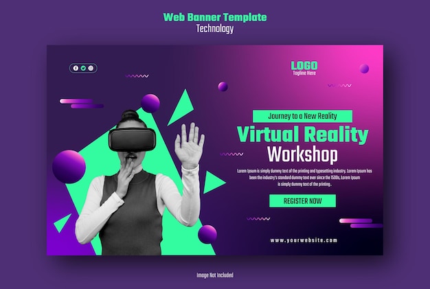 Banner web per workshop di realtà virtuale.