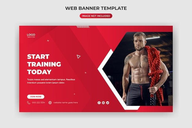 Vettore banner web e copertina del sito web modello di post sui social media per palestra fitness