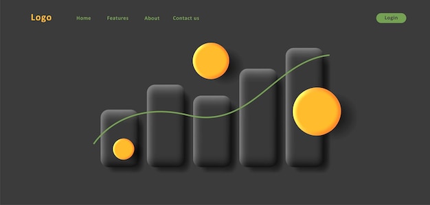 金貨と3Dボリューム棒グラフのWebバナー