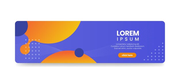 Web banner with push button, yellow liquid abstract shapes, rounded corner banner