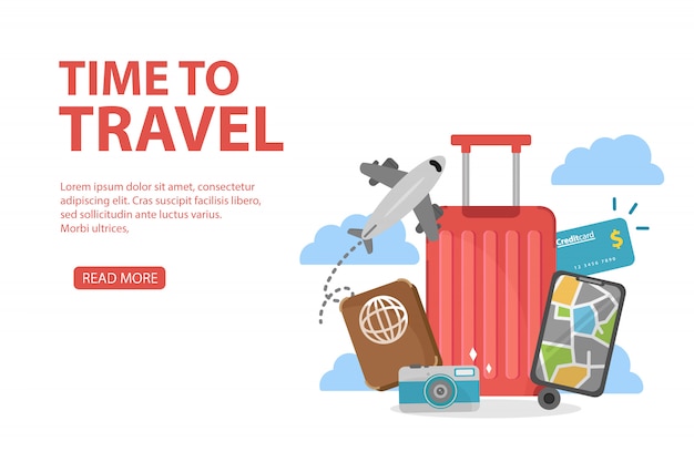 Web banners set on the theme of travel, Travel and tourism concept