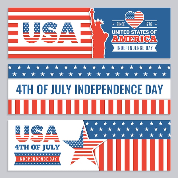 Web banners of usa independence day.