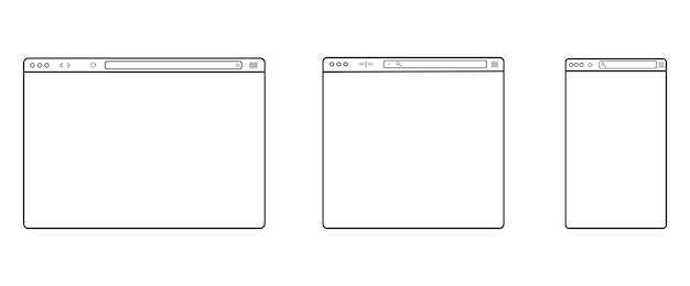 Vettore frame di maket del browser web configurazione trasparente del browser del computer stock vector