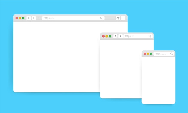 Vector web browser window mockup different devices