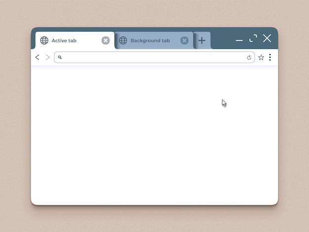 Vector web browser with tabs mockup. empty tab window of browser app. blank internet page