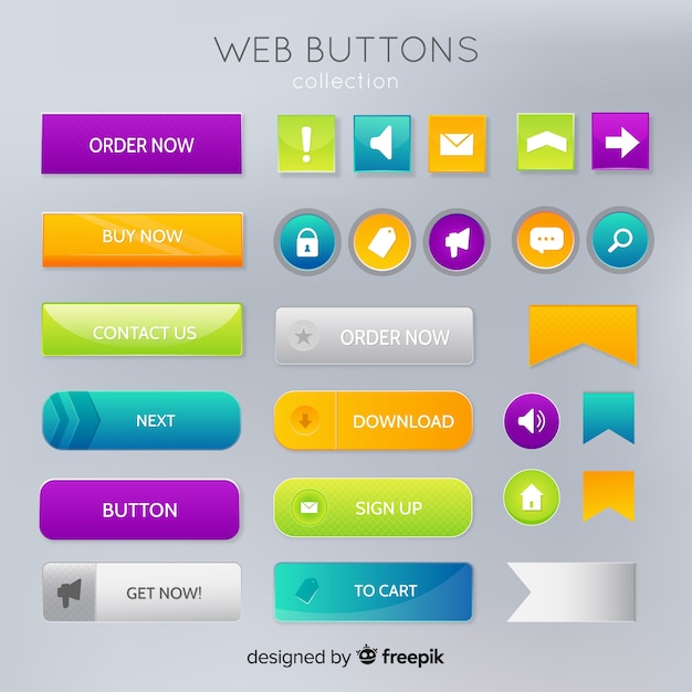 Вектор Коллекция веб-кнопок в стиле градиента