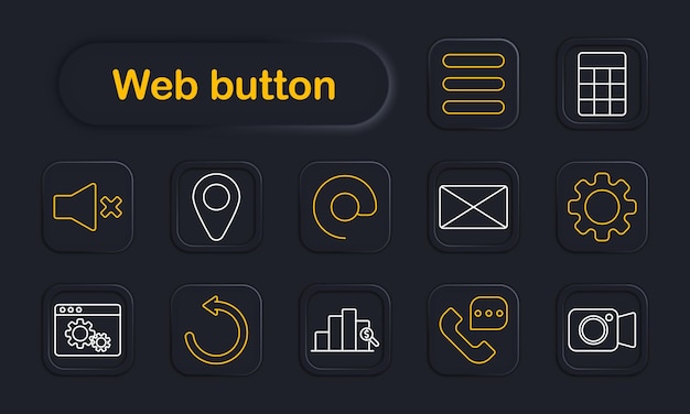 Web button set icon Mute location menu email settings reload graph analytics phone camera navigation interface communication data configuration