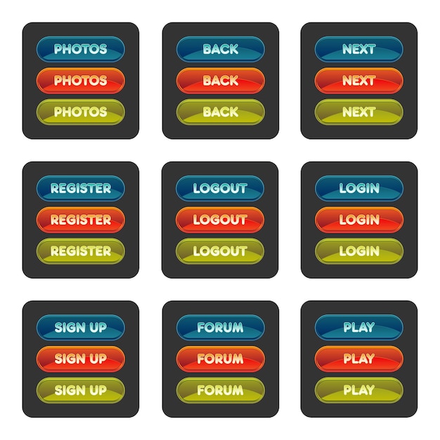 Vector web buttons on a black background