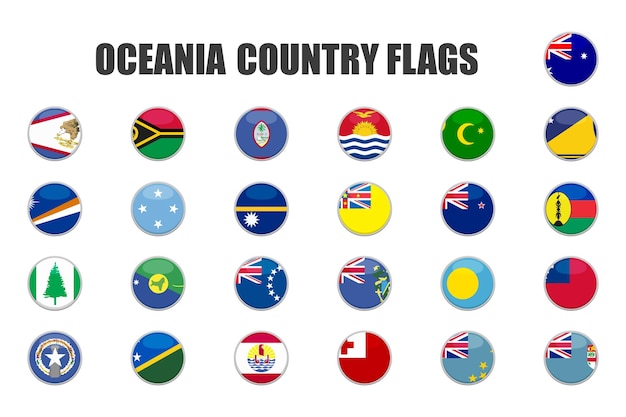 Vector web buttons with oceania country flags flat