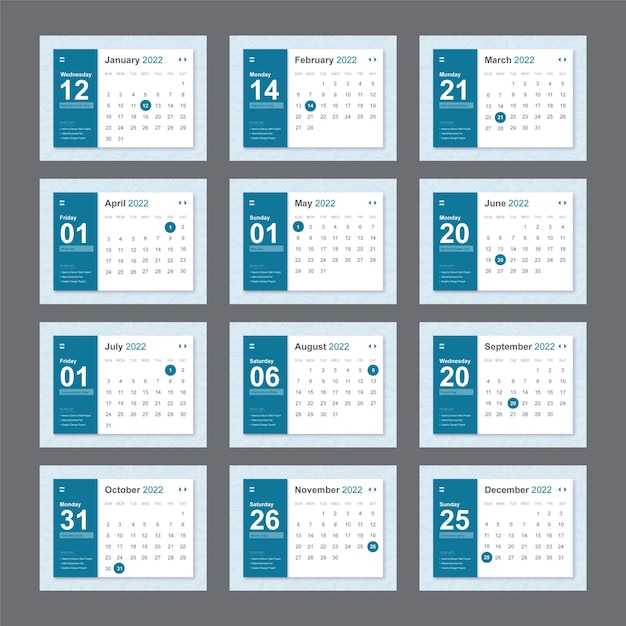 Web Calender Ui, ux Calender Design 2022