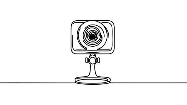 Vector web camera one continuous line icon on white background