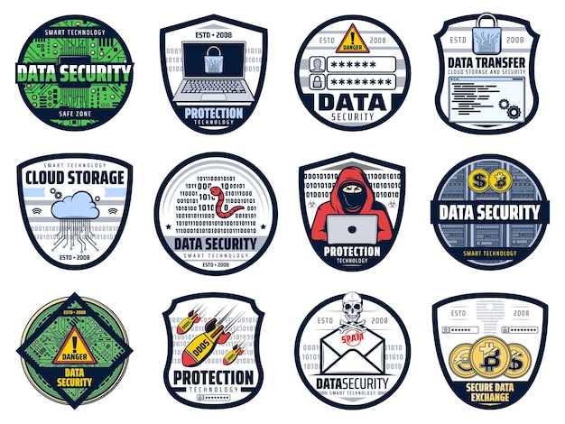 Web data security internet cloud storage icons