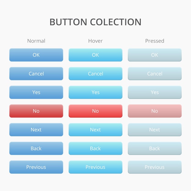 Вектор Кнопки веб-дизайна с тремя разными стилями