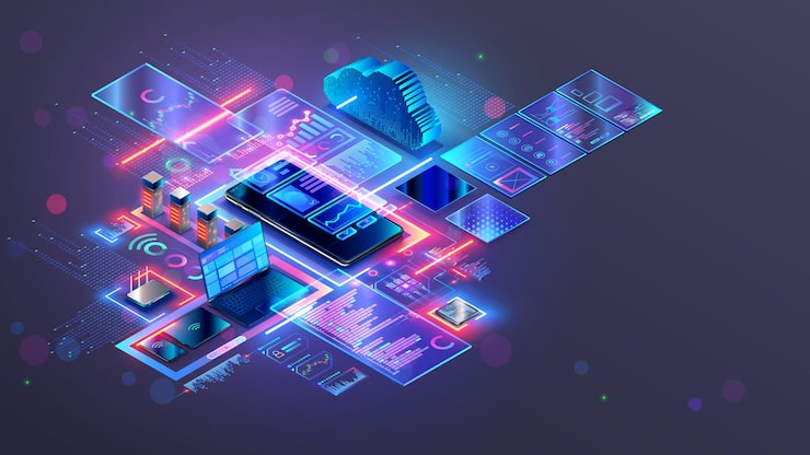 Vector web design concept website design for mobile phone web site mobile app development concept isometric phone with responsive layout web pages internet design elements software development icons