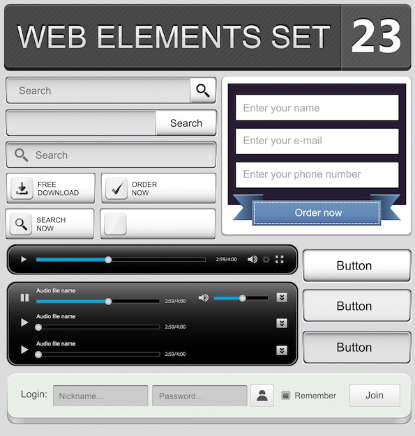 Web design elements set