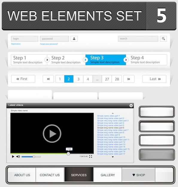 ベクトル webデザイン要素セット