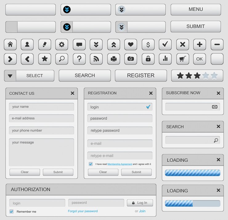 Web design elemets set wit