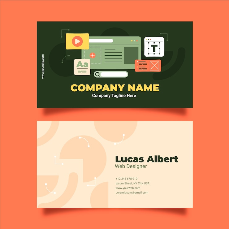 Vector web design job  horizontal business card