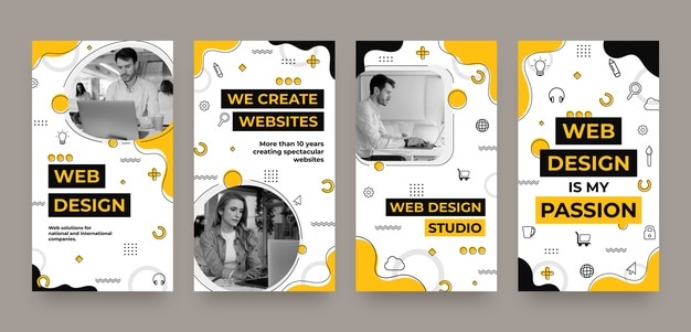 Vector web design job instagram stories template