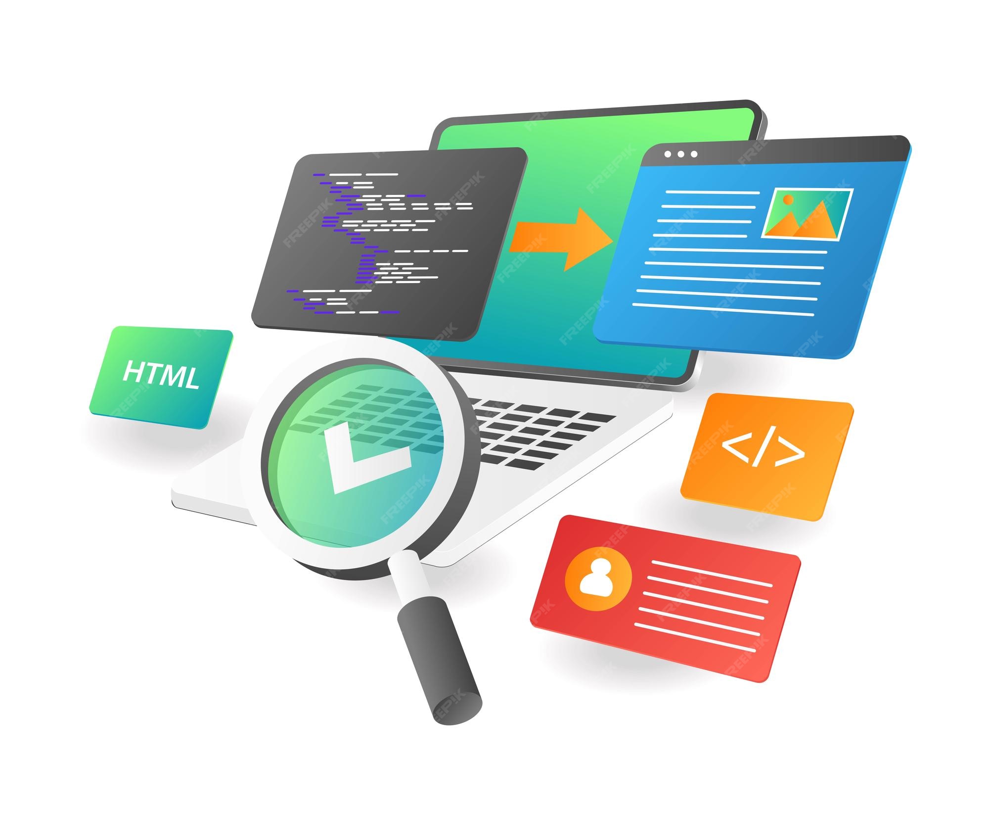Premium Vector | Web design layout with programming language