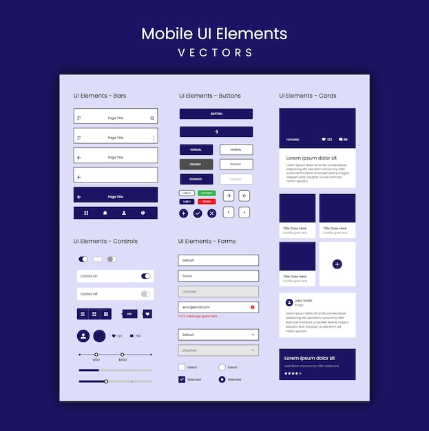 Vettore di elementi di web design e applicazione mobile