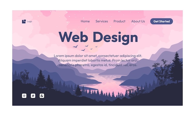 web design Nature landscape flat design landing page