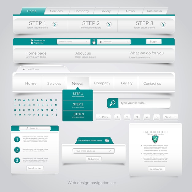 Web design navigation set.