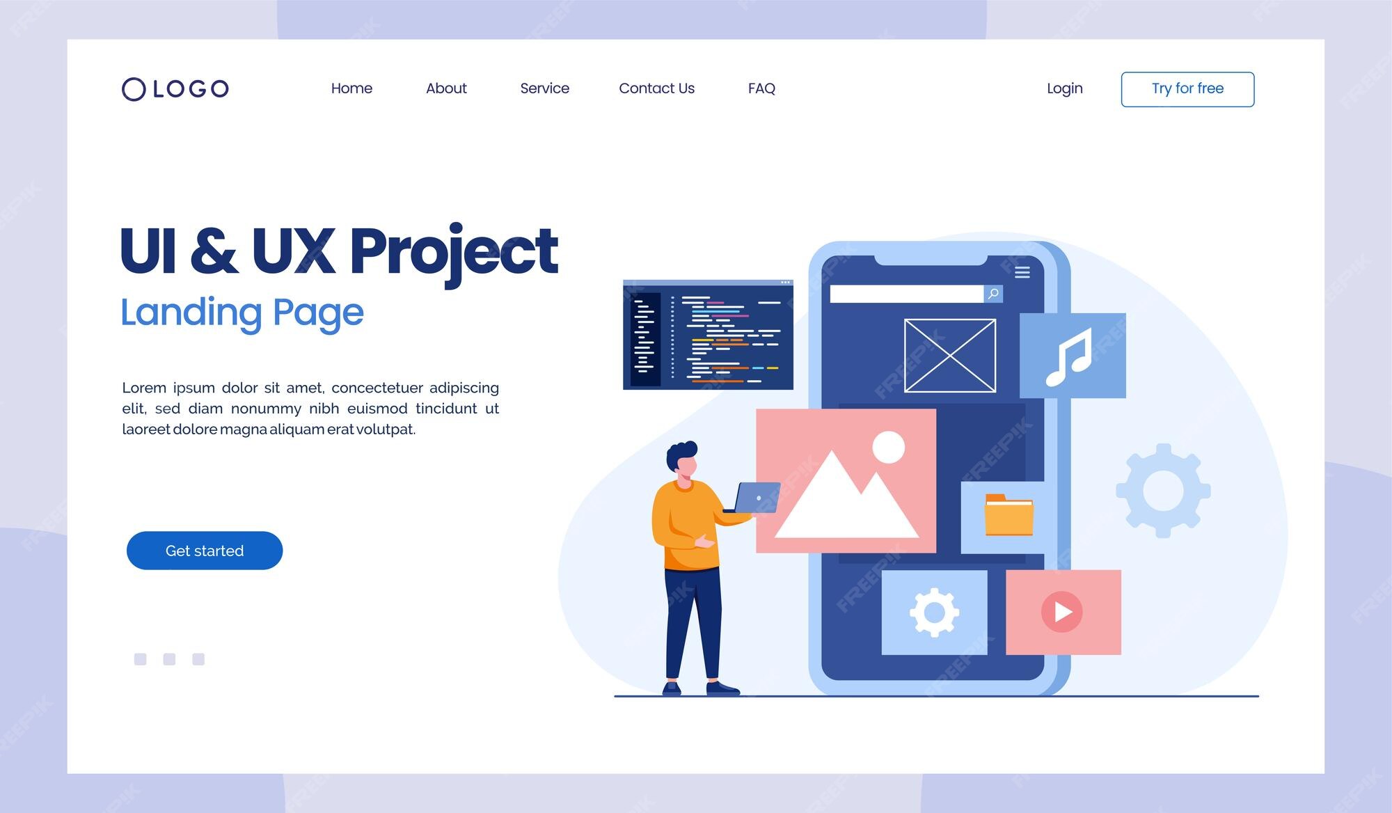 Premium Vector | Web design ui ux and programmer with computer software ...