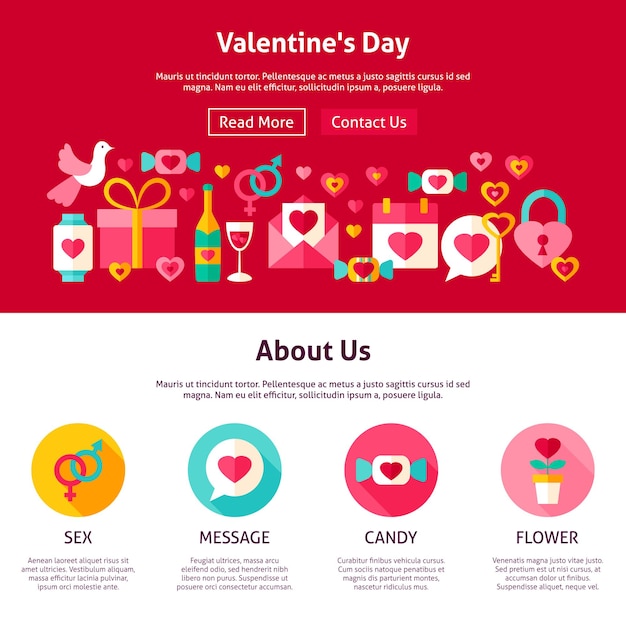 Vettore progettazione web di san valentino. illustrazione vettoriale di stile piatto per banner del sito web e pagina di destinazione. vacanza di san valentino.