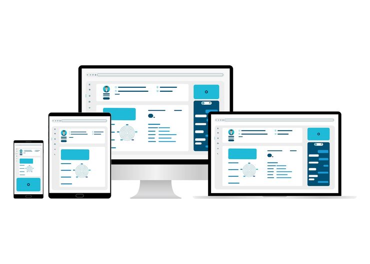 Vector web design website template for monitor laptop tablet phone elements for mobile and web applications user interface ui and user experience ux content organization landing page banner