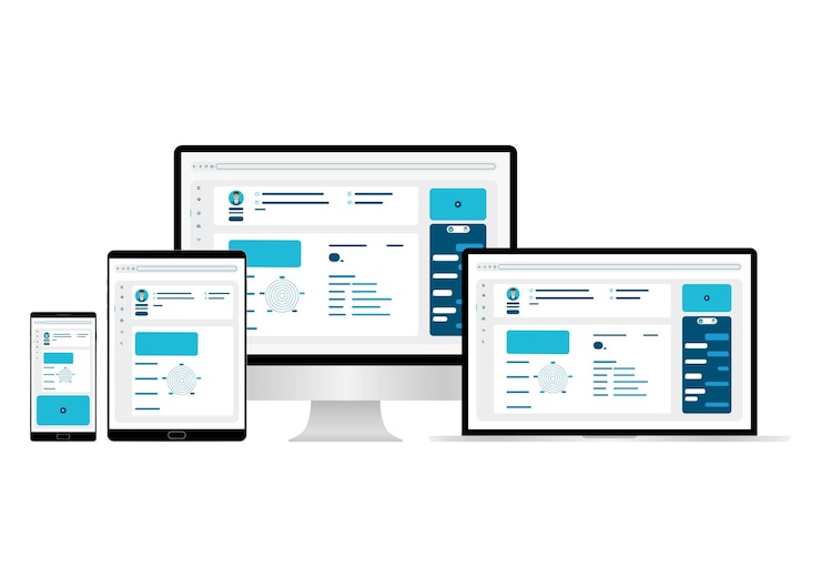 Vector web design website template for monitor laptop tablet phone elements for mobile and web applications user interface ui and user experience ux content organization landing page banner