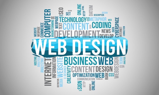 web design word cloud template creative concept vector background