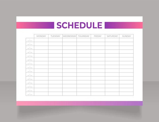 Web designer course schedule worksheet design template