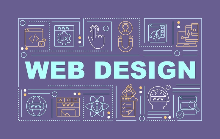 Vector web designing word concepts dark purple banner