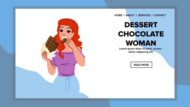 web dessert chocolade vrouw vector plat voedsel vrouwelijke zoete portret heerlijke web dessert chocolade vrouw web platte cartoon afbeelding