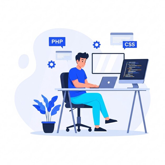 web developer coding with php and css