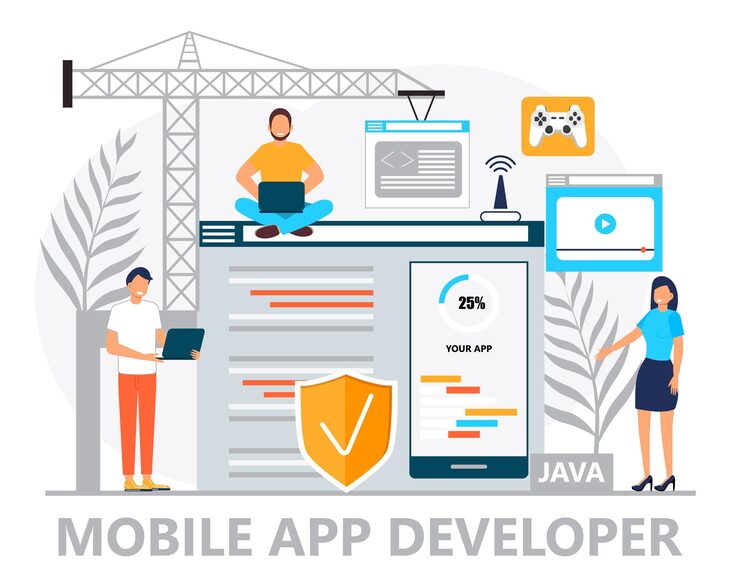 Vector web developer concept vector for landing page programmer constructs website using crane and writes code software engineer working in digital or ai technology software development
