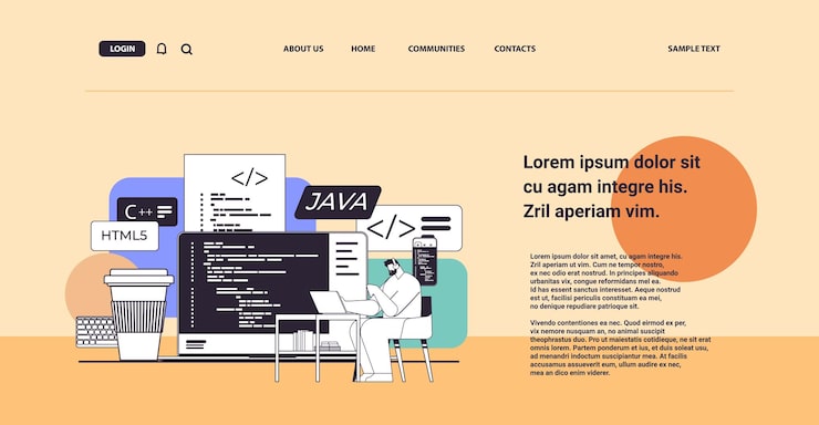 Vector 網頁開發者在筆記型電腦螢幕上創造程式代碼 軟件和編程概念的開發