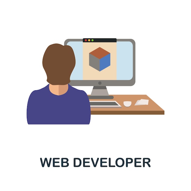 Web developer flat icon color simple element from freelance collection creative web developer icon for web design templates infographics and more