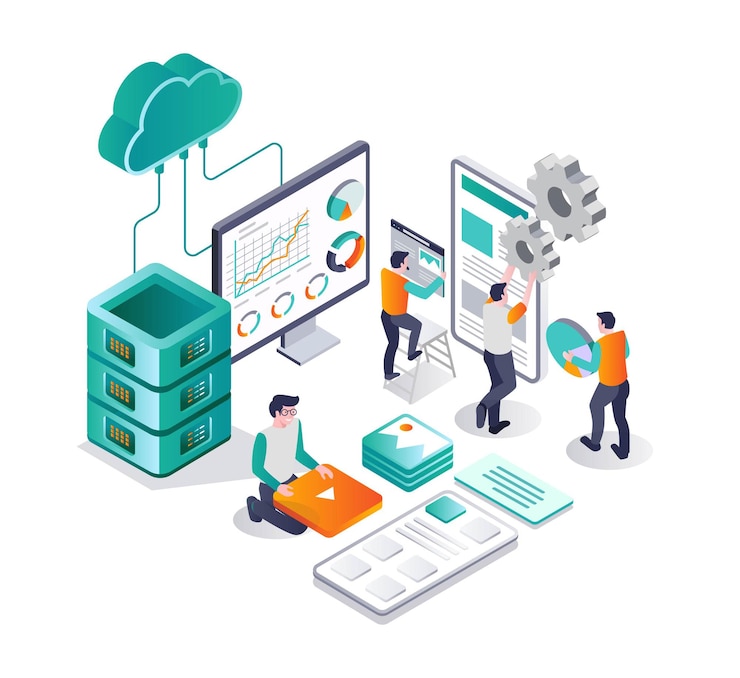 Vector web developer and hosting