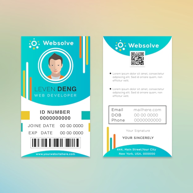 Vector web developer id card design