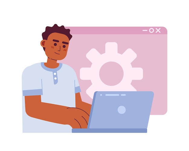 Vector web developer job flat concept vector spot illustration