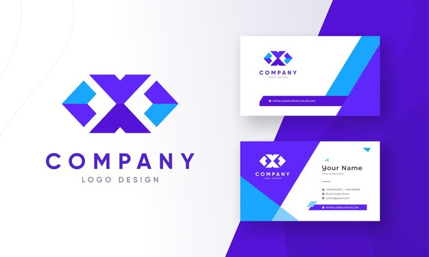 Vector web developer left right arrow code x logo with corporate business visiting card vector illustration