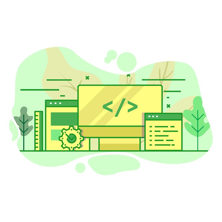 Vector web developer modern flat green color illustration